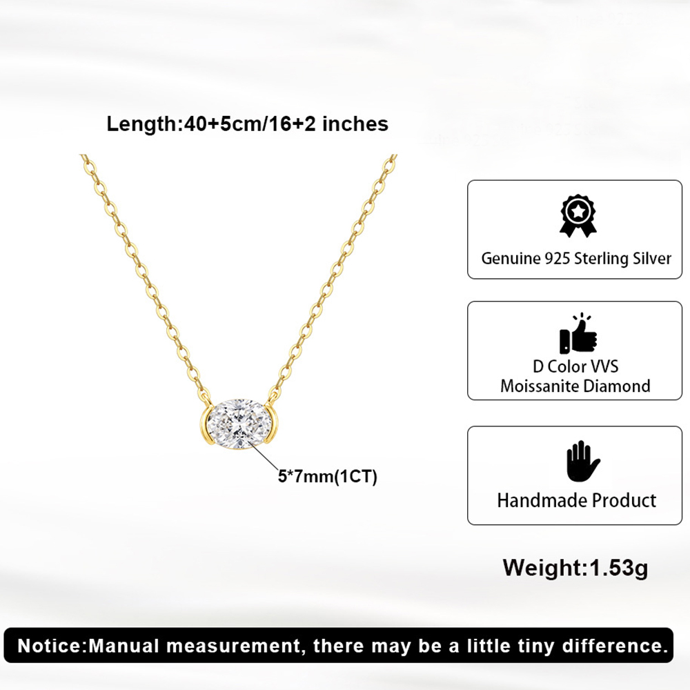 1CT Oval Cut Moissanite Pendan - Bezels Set Pendant ulasan dan harga