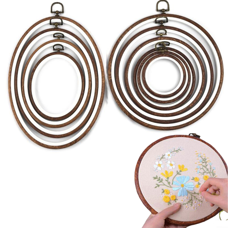 10PCS Sewing Tool Round Oval I - Wood Ring Blank ulasan dan harga