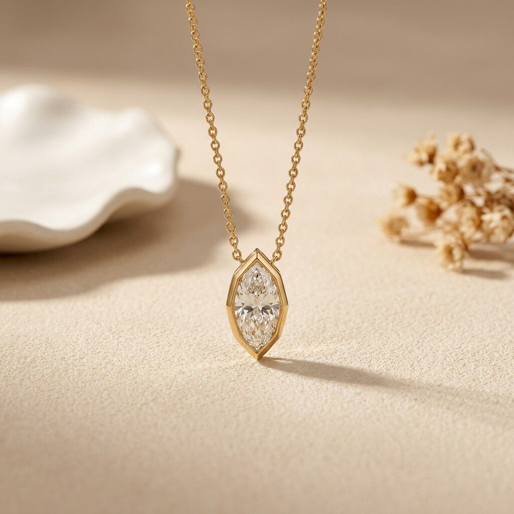 3Carat Bezel Set Marquise Cut  - Bezels Set Pendant ulasan dan harga