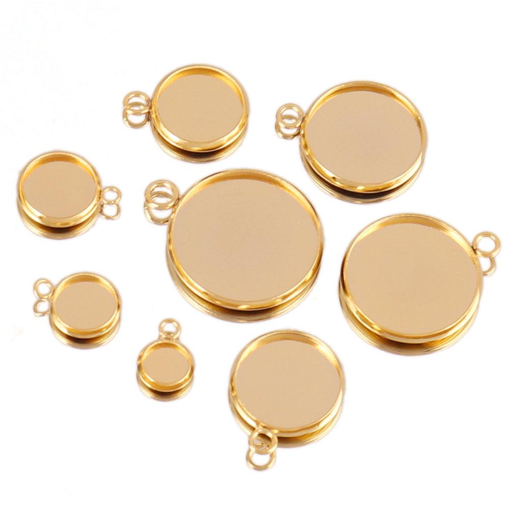10Pcs Stainless Steel Cabochon - Bezels Set Pendant ulasan dan harga